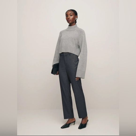 Reformation Freddie Gray Pinstripe Dress Work Pants Size 8 - Picture 2 of 11